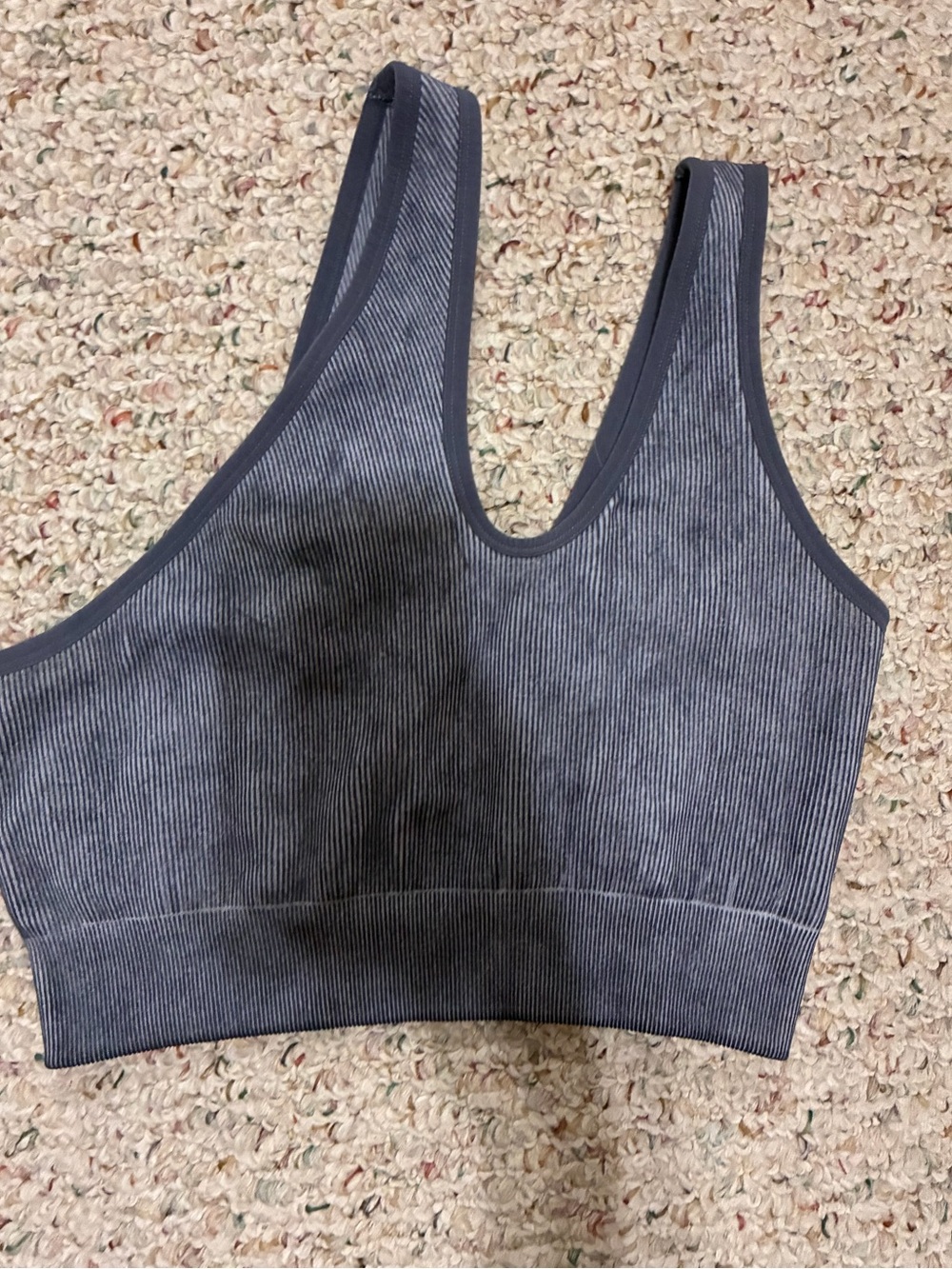 Gray Ribbed One-Shoulder Top and legging set - Picture 4 of 4